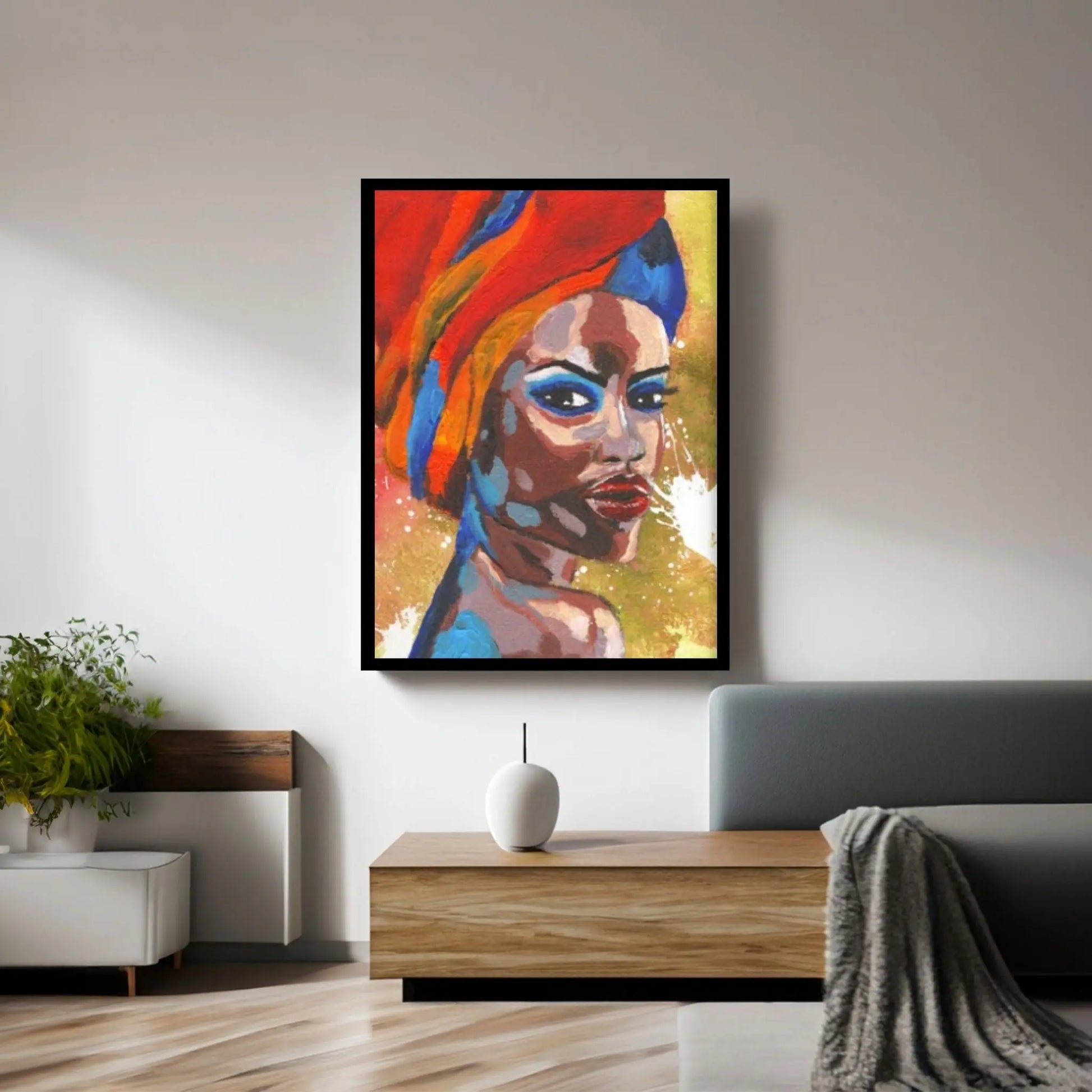 Black American Afro African Woman Indian Oil Painting on Canvas Posters and Prints Scandinavian Wall Art - Y Canvas