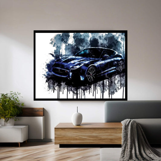 Car 2018 Jaguar F Type SVR Graphic Pack Coupe Canvas Wall Art - Y Canvas