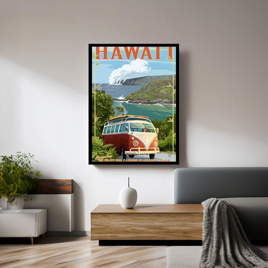 Hawai'i Volcanoes National Park (VW Type 2) Canvas Wall Art - Y Canvas