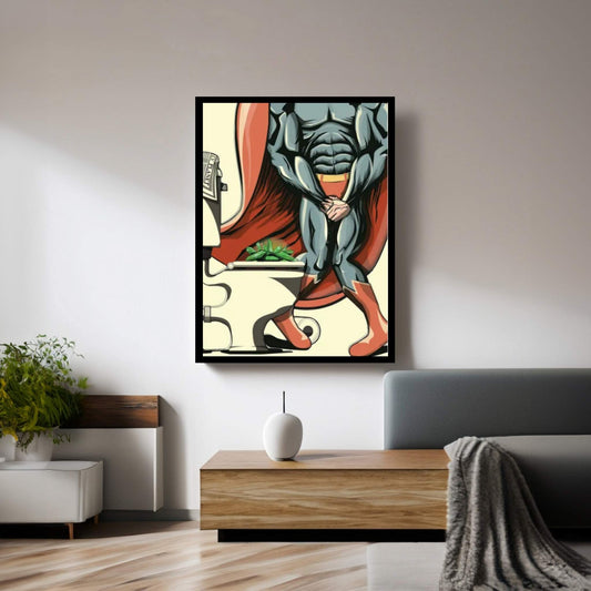 Superman's Kryptonite On The Toilet Canvas Wall Art - Y Canvas