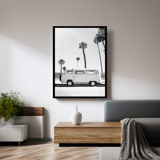 Van In Black & White Canvas Wall Art - Y Canvas