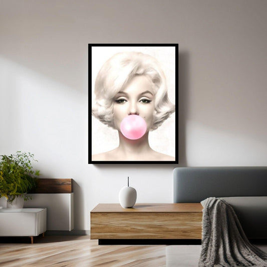 Marilyn Monroe Wall Art Canvas / Monroe Pink Bubble Gum Art Poster Canvas Wall Art - Y Canvas