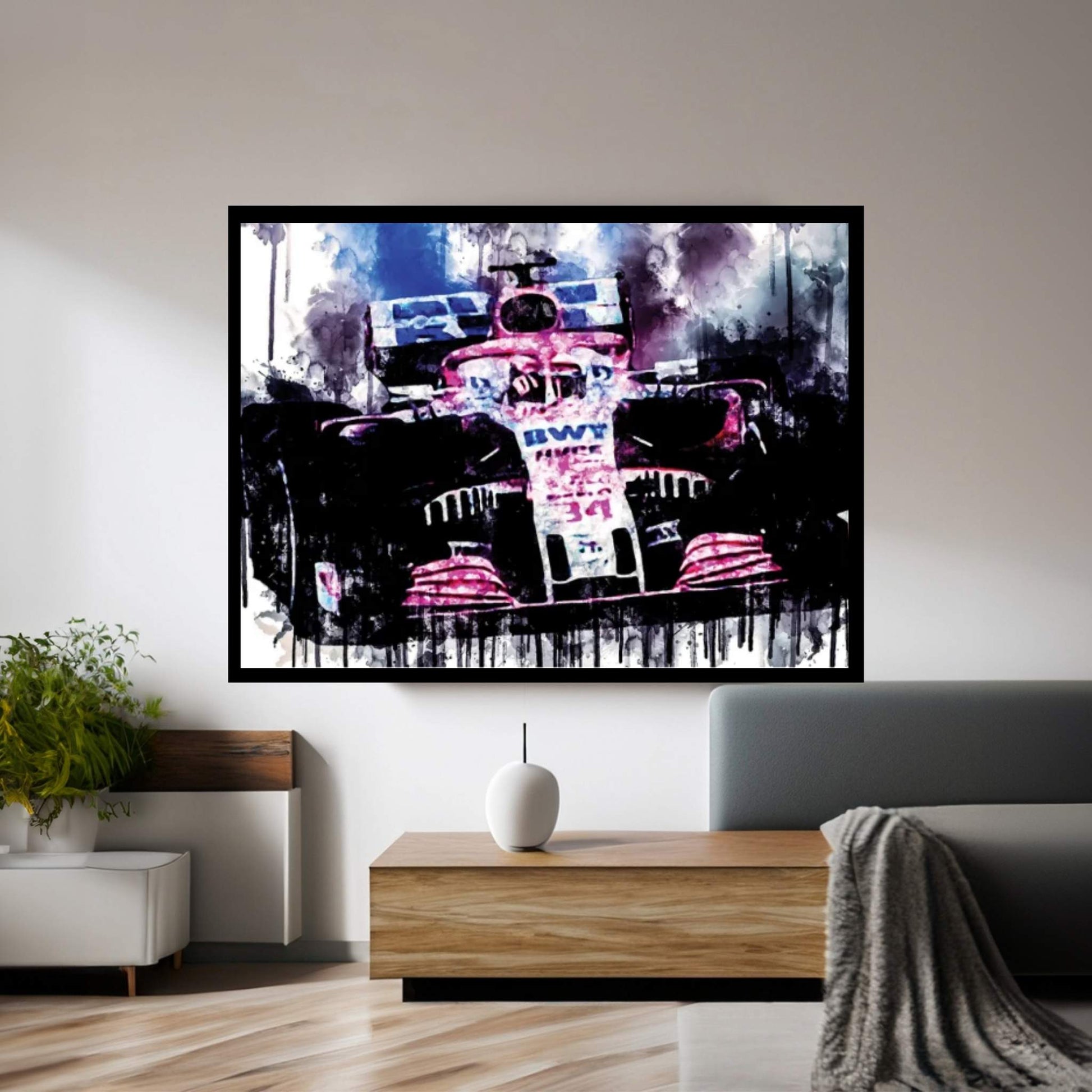 2018 Force India VJM11 F1 Formula Car Vehicle CDXCIX Canvas Wall Art - Y Canvas