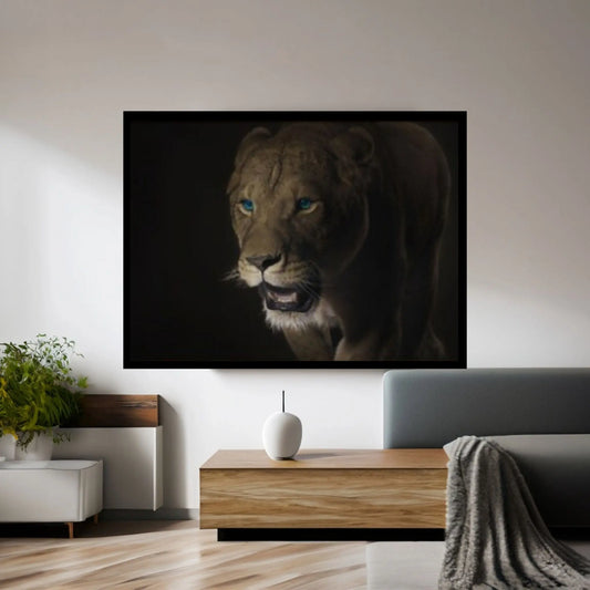 Blue-eyed lioness Lion Canvas Wall Art Animal Wall Art, Canvas Wall Art,Animal wall art decor Large lion art - Y Canvas