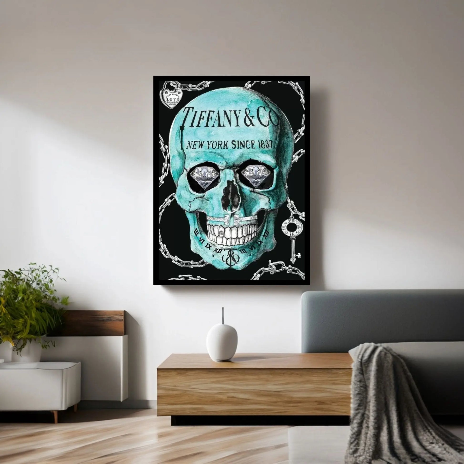 Tiffany Skull Canvas Wall Art - Y Canvas