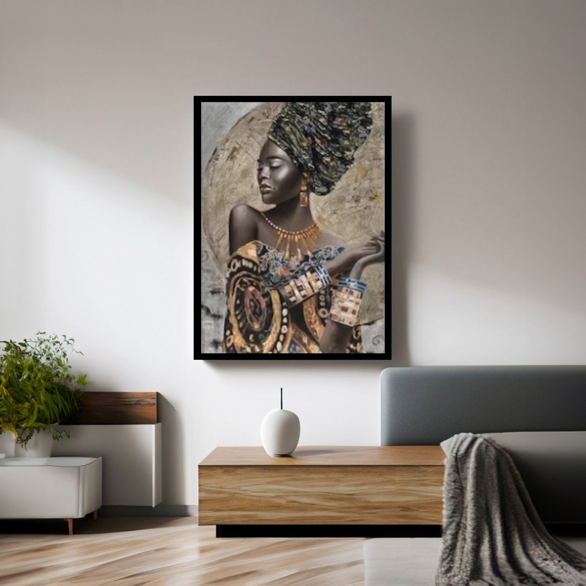 African Art Wall Decor, African Woman Makeup Wall Art, Modern Gold Lips Wall Art - Y Canvas