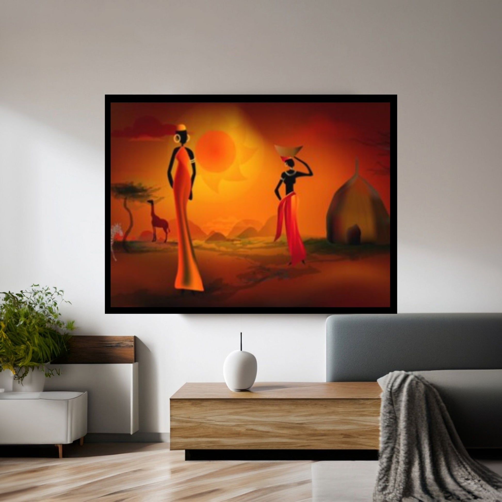 African Women Canvas Wall Art, African Afro Art Canvas, Black Woman Canvas, African Canvas - Y Canvas