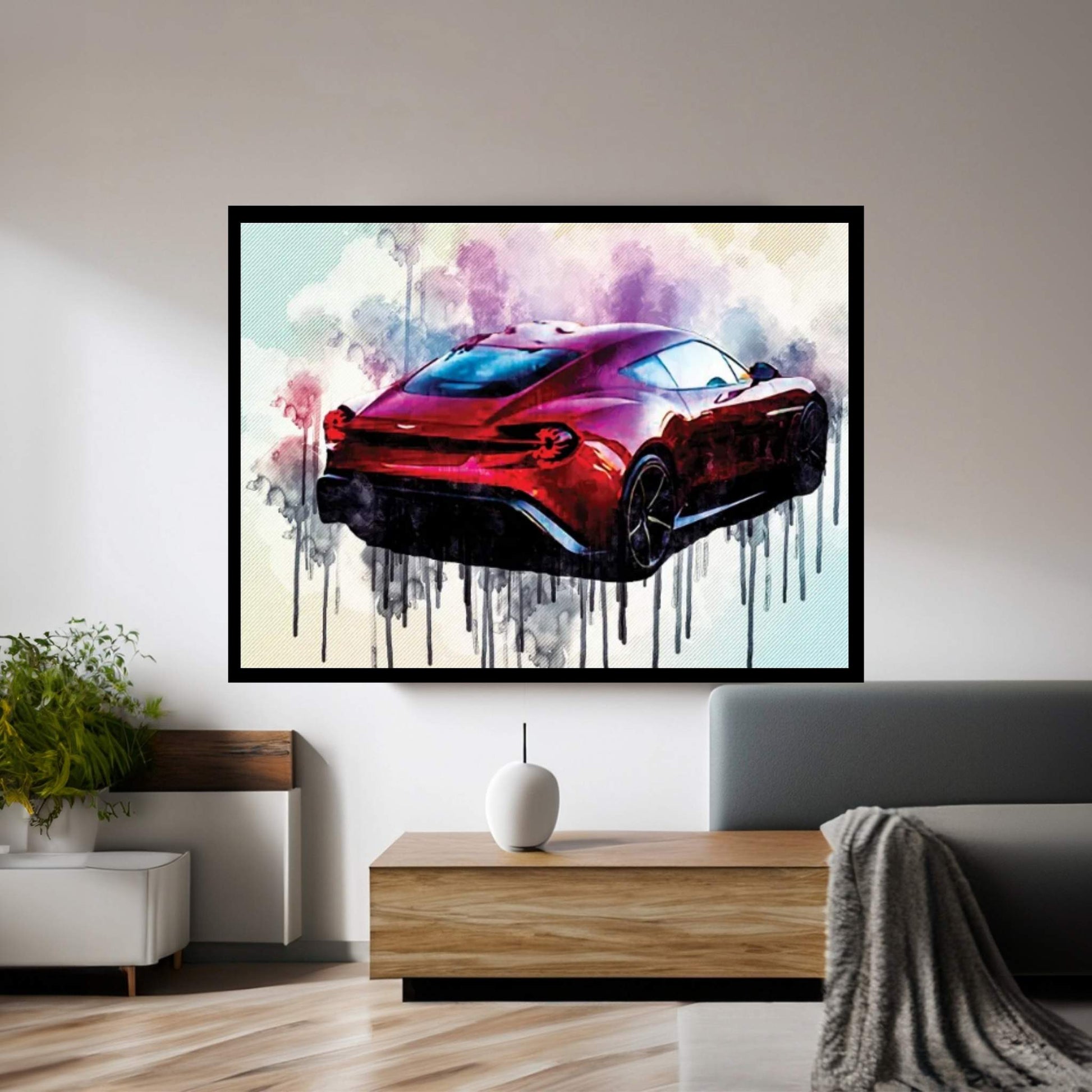 Aston Martin Vanquish Zagato Brake Rear View Red Hypercar Canvas Wall Art - Y Canvas