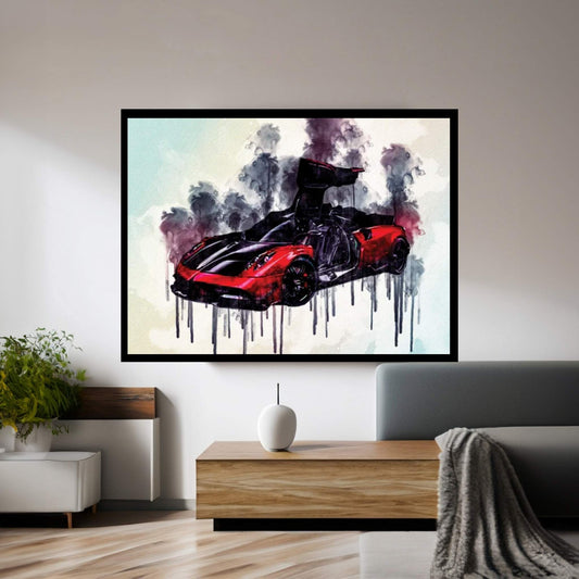 Pagani Huayra Bc Hypercar Black And Red Luxury Sports Cars Canvas Wall Art - Y Canvas