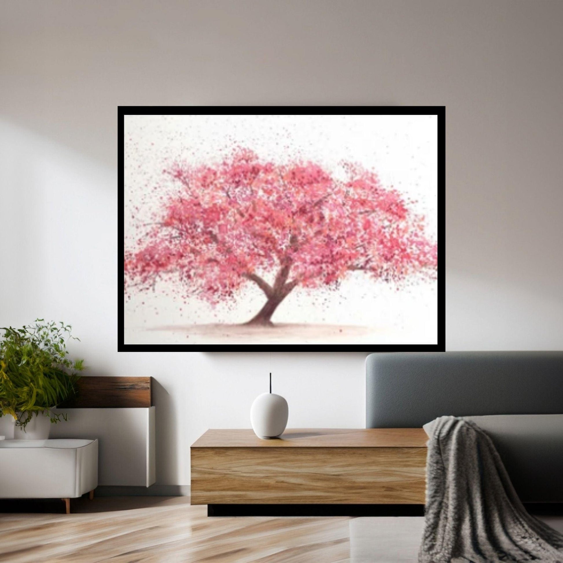 Cherry Tree Blossoms Painting Print on Canvas Wall Art Poster - Y Canvas