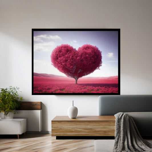 Heart Tree Canvas Wall Art Red Heart Shaped Tree - Landscape Wall Canvas Art - Y Canvas