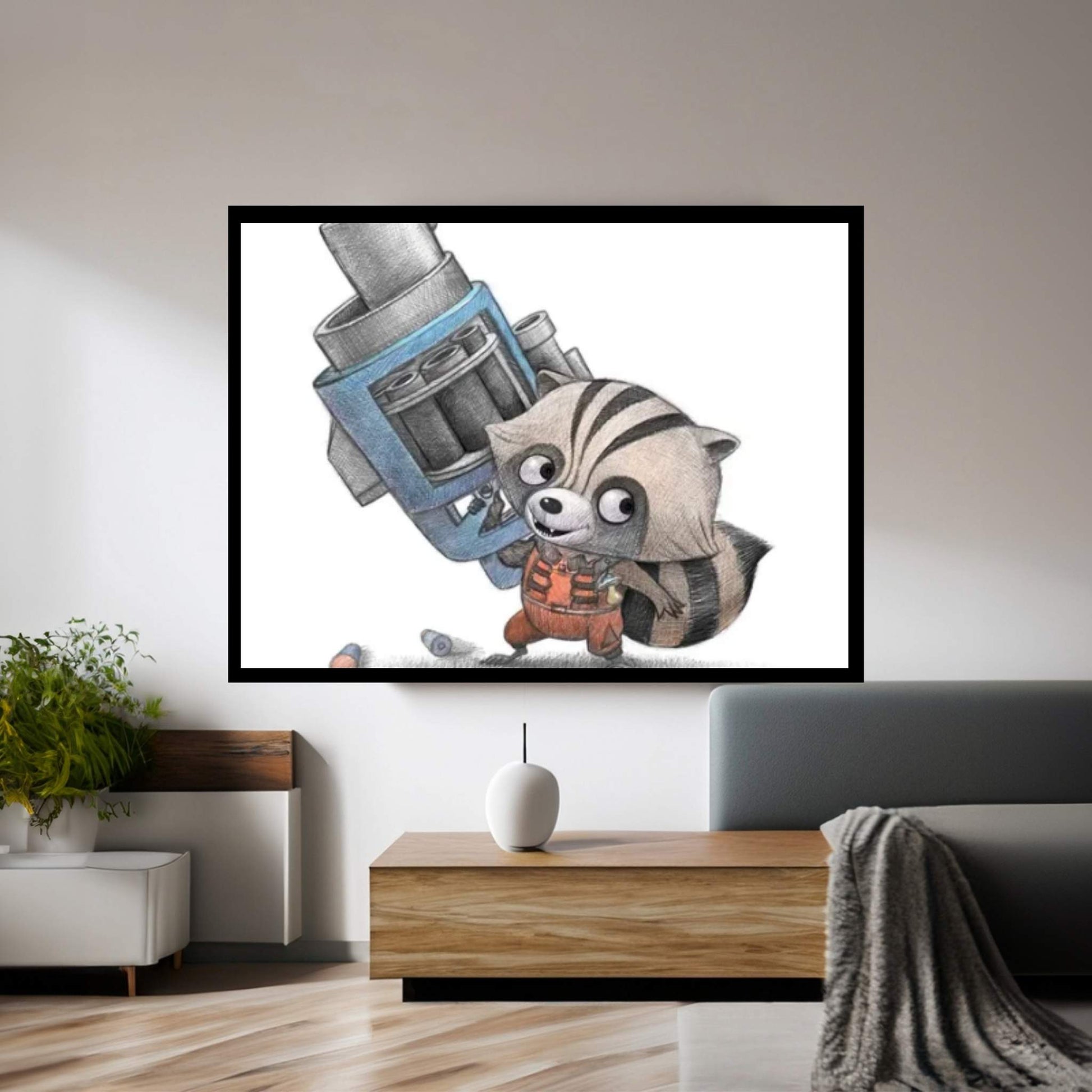 Baby Rocket Raccoon Canvas Wall Art - Y Canvas