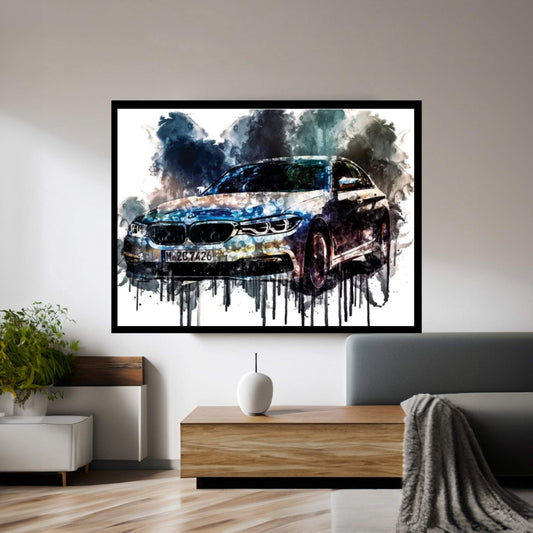 2018 BMW 530e iPerformance Series Vehicle CCCLXXXVIII Canvas Wall Art - Y Canvas