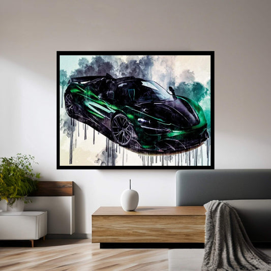 Topcar Mclaren 720S Spider Fury 2020 Hypercar Front View Green Roadster Tuning Canvas Wall Art - Y Canvas