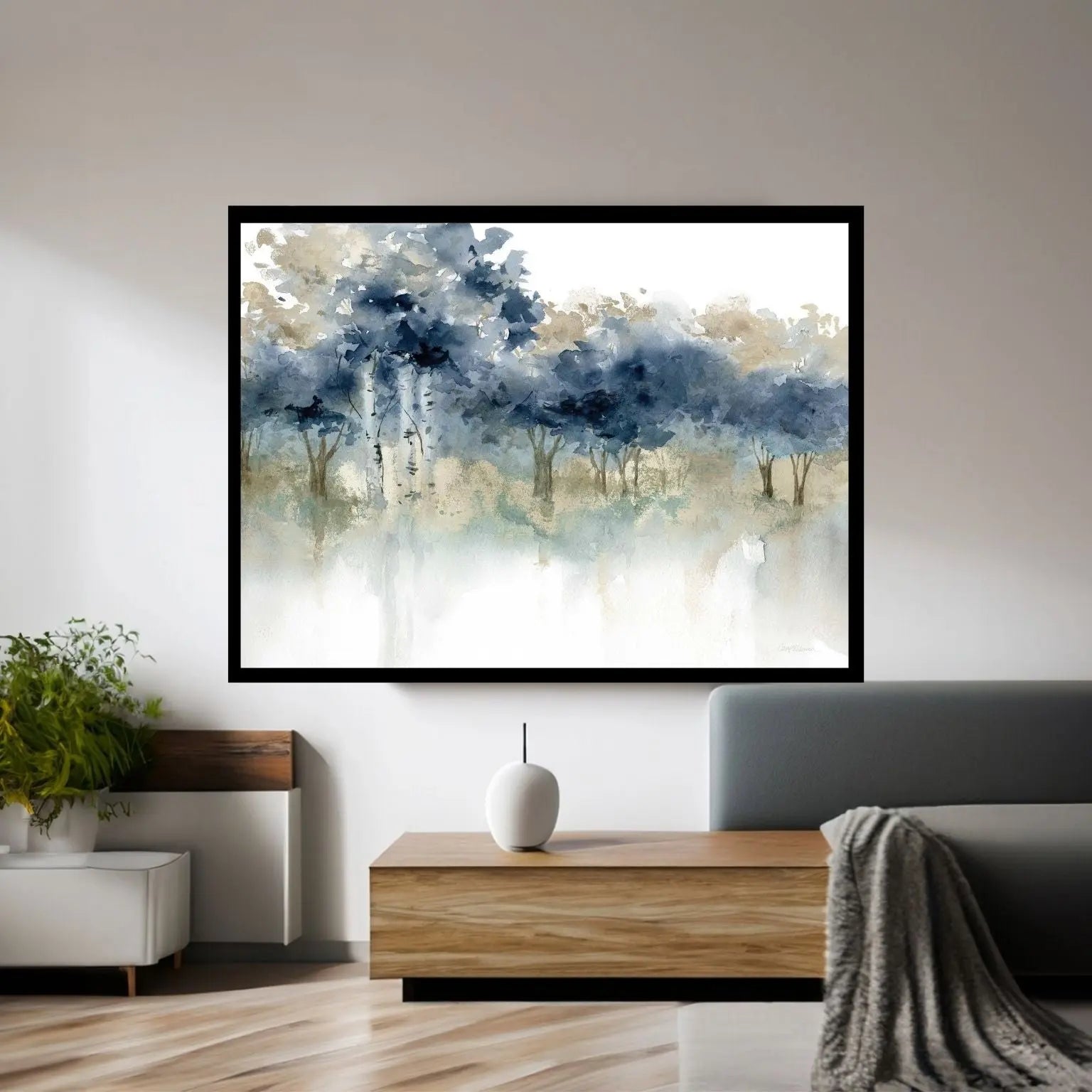 Water's Edge Abstract Canvas Wall Art - Y Canvas