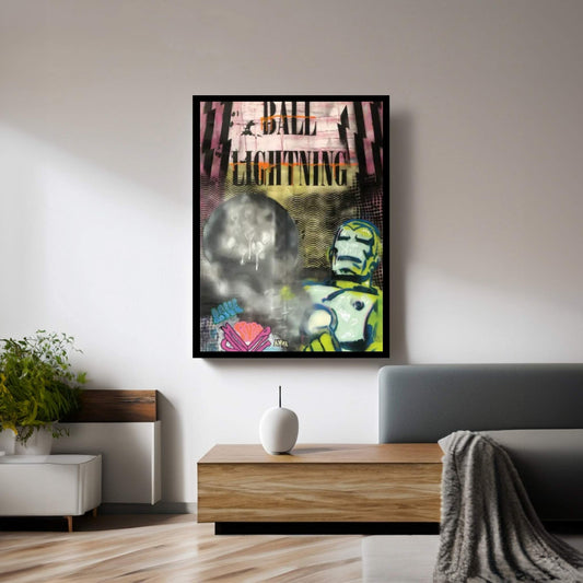 Comics Ball Lightning Ironman Graffiti Throwup Canvas Wall Art - Y Canvas