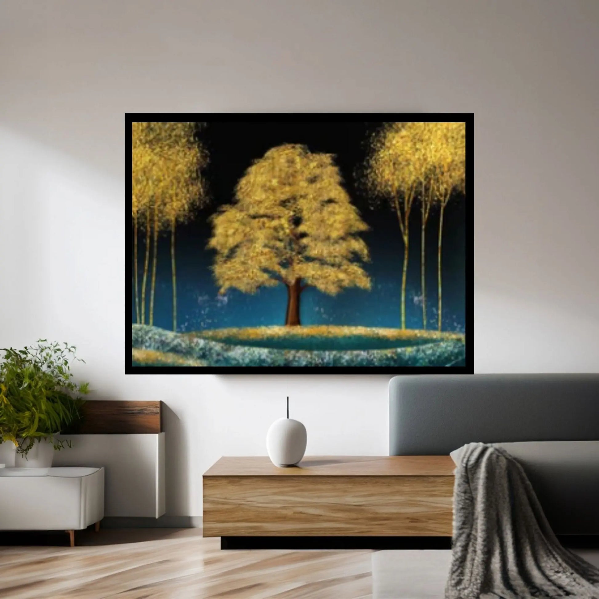 Large Golden Tree Landscape Oil Painting on Canvas Original - Y Canvas