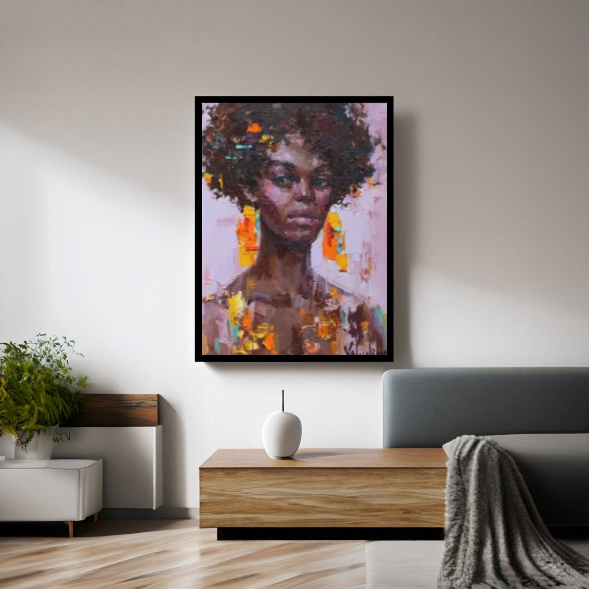 Black Woman Portrait, Afro Art, Colorful Wall Art,African Woman Makeup Wall Art - Y Canvas