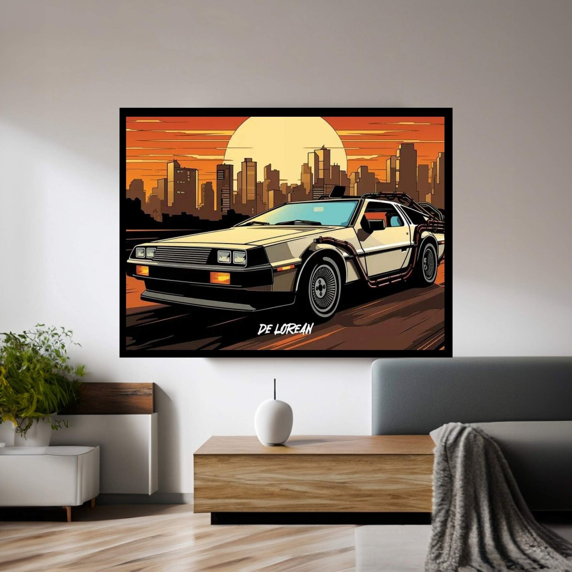 DeLorean Comic Canvas Wall Art - Y Canvas