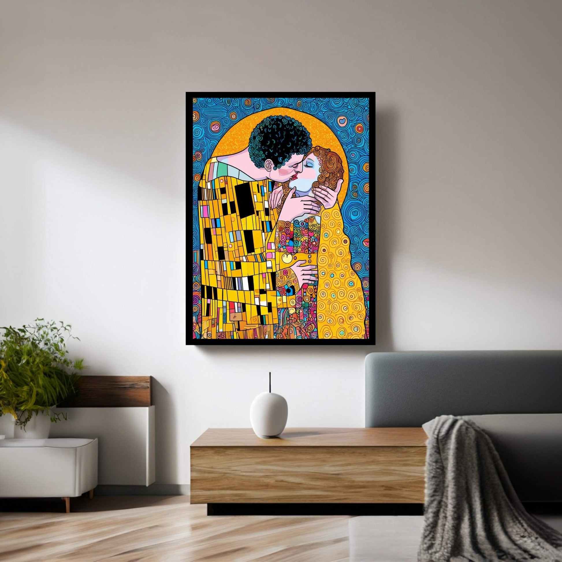 Gustav Klimt's The Kiss: Canvas Wall Art Reproduction Home Decor - Y Canvas