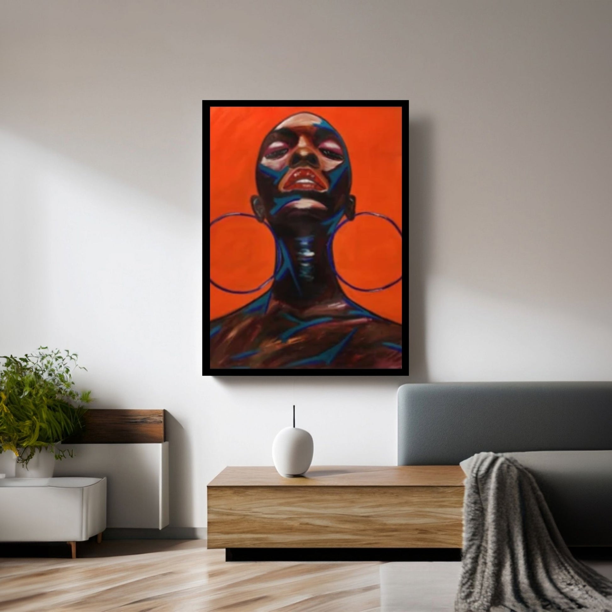 Black Woman Portrait, Afro Art, African Woman Makeup Wall Art - Y Canvas