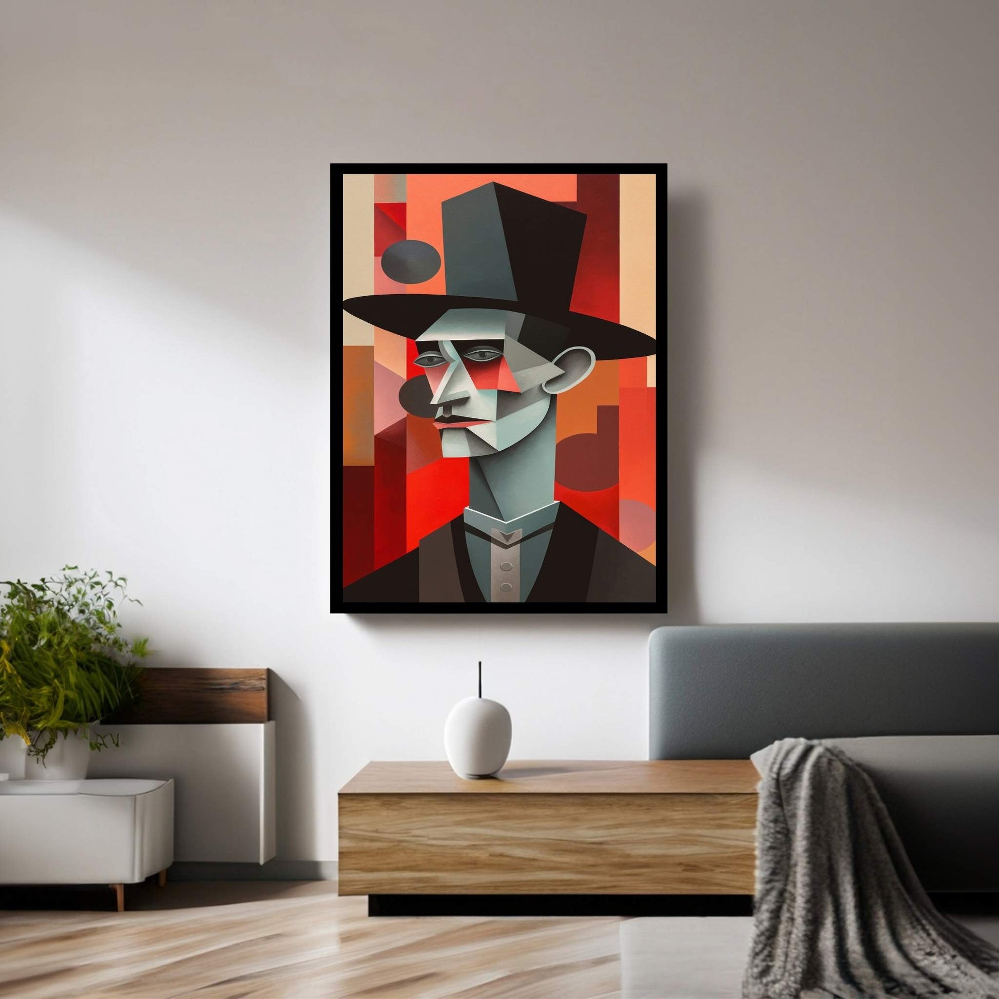 Picasso Style Gentleman Male Canvas Wall Art - Y Canvas