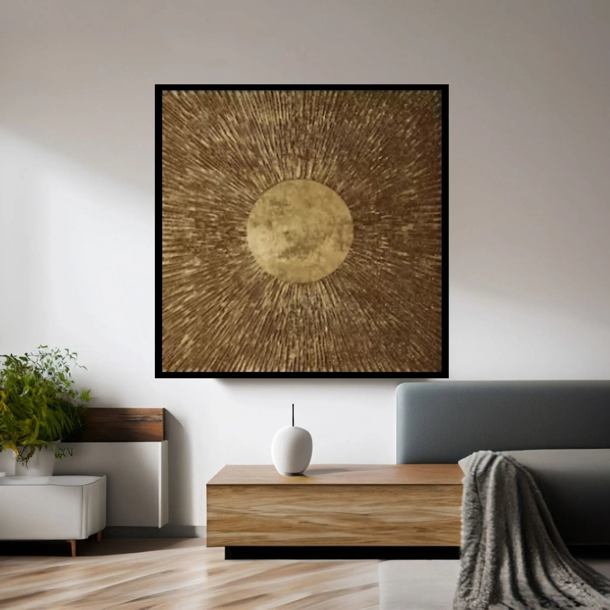 Golden Circle Oil Painting on Canvas Original Modern Textured Painting - Y Canvas