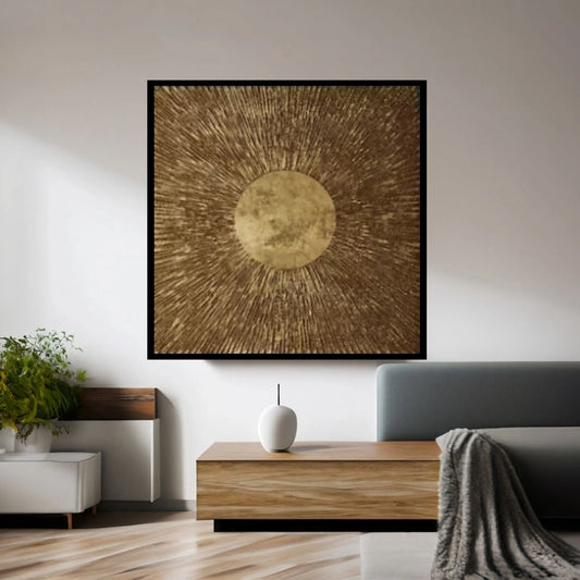 Golden Circle Oil Painting on Canvas Original Modern Textured Painting - Y Canvas