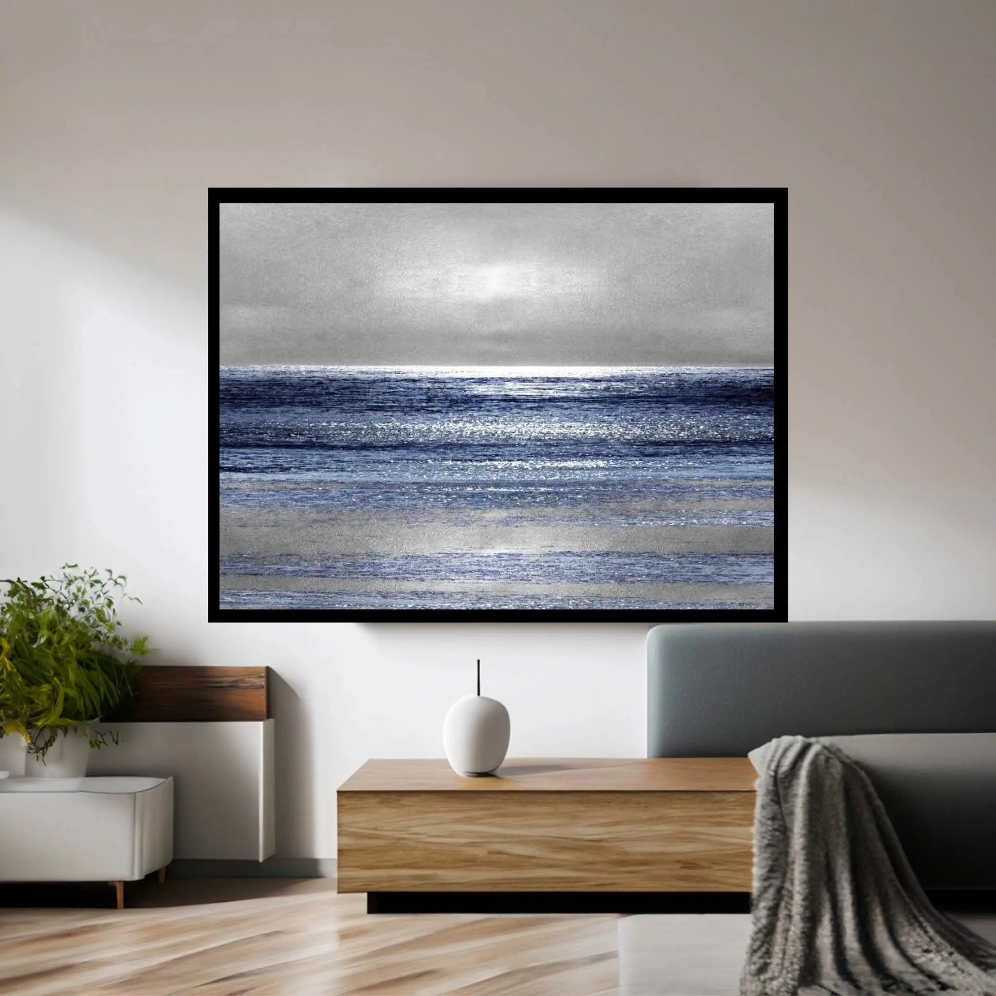 Silver Seascape II Canvas Wall Art - Y Canvas