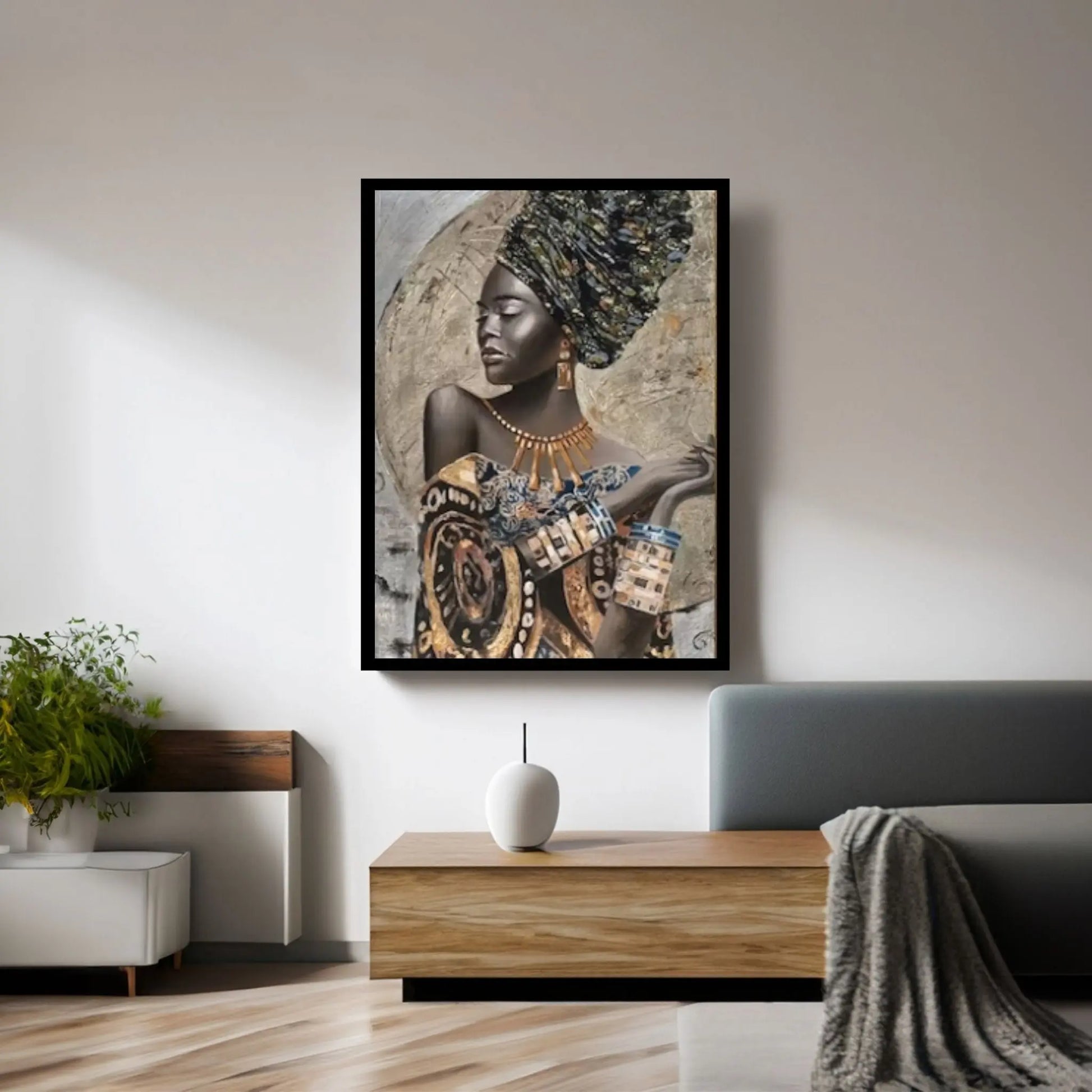 African Woman, African Art, American Afro Woman,Frame Canvas, Picture Vintage Print - Y Canvas