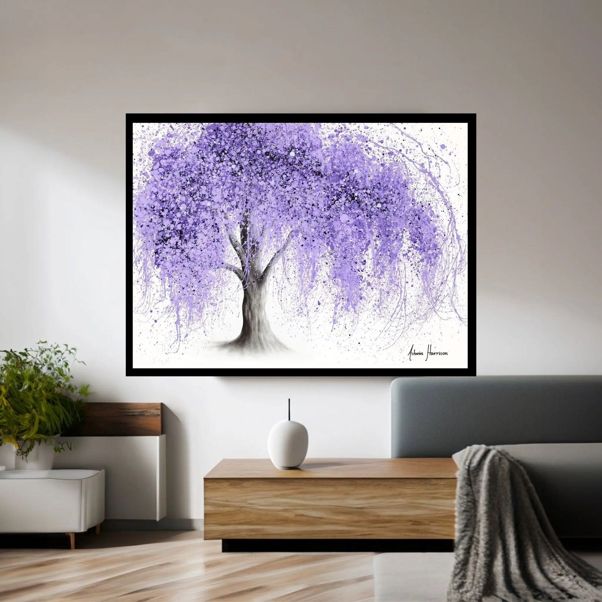 Purple Wishing Willow Canvas Wall Art - Y Canvas