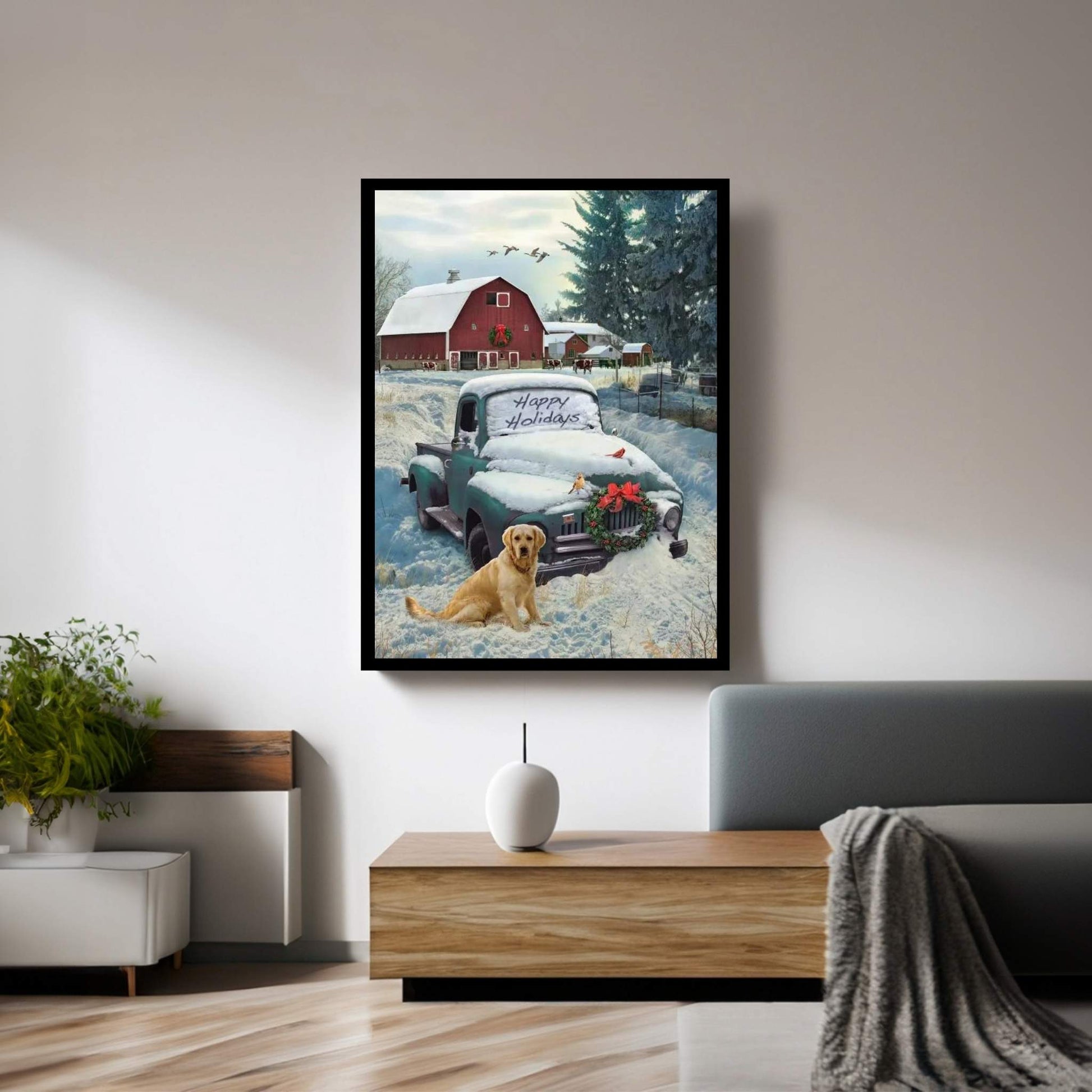 Holiday Truck Canvas Wall Art - Y Canvas