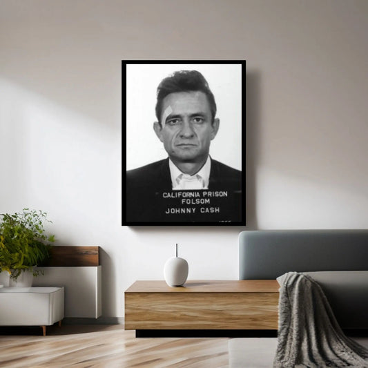 Johnny Cash - Mugshot Black White Canvas Wall Art Poster Print - Y Canvas