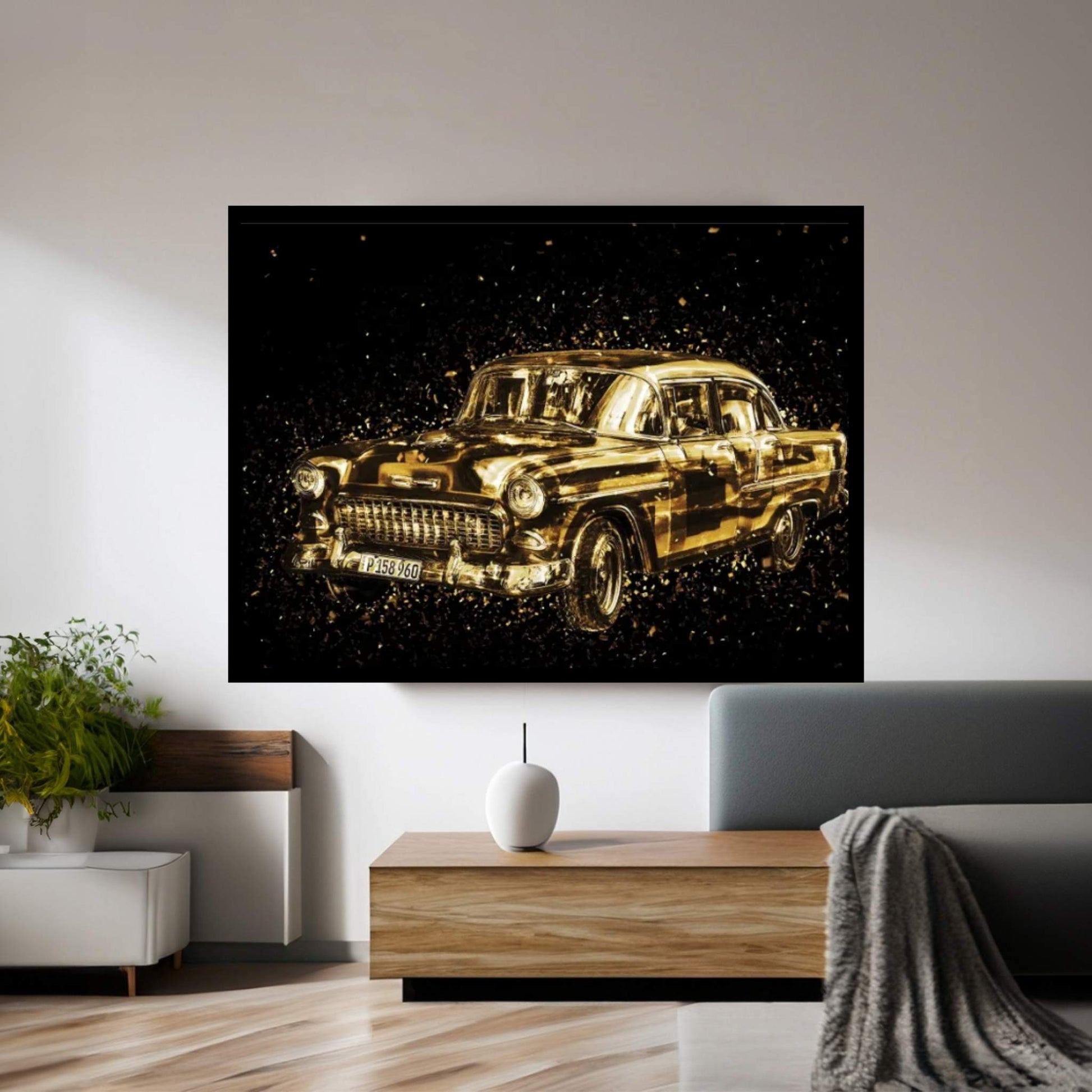 Golden - Classic Car Canvas Wall Art - Y Canvas