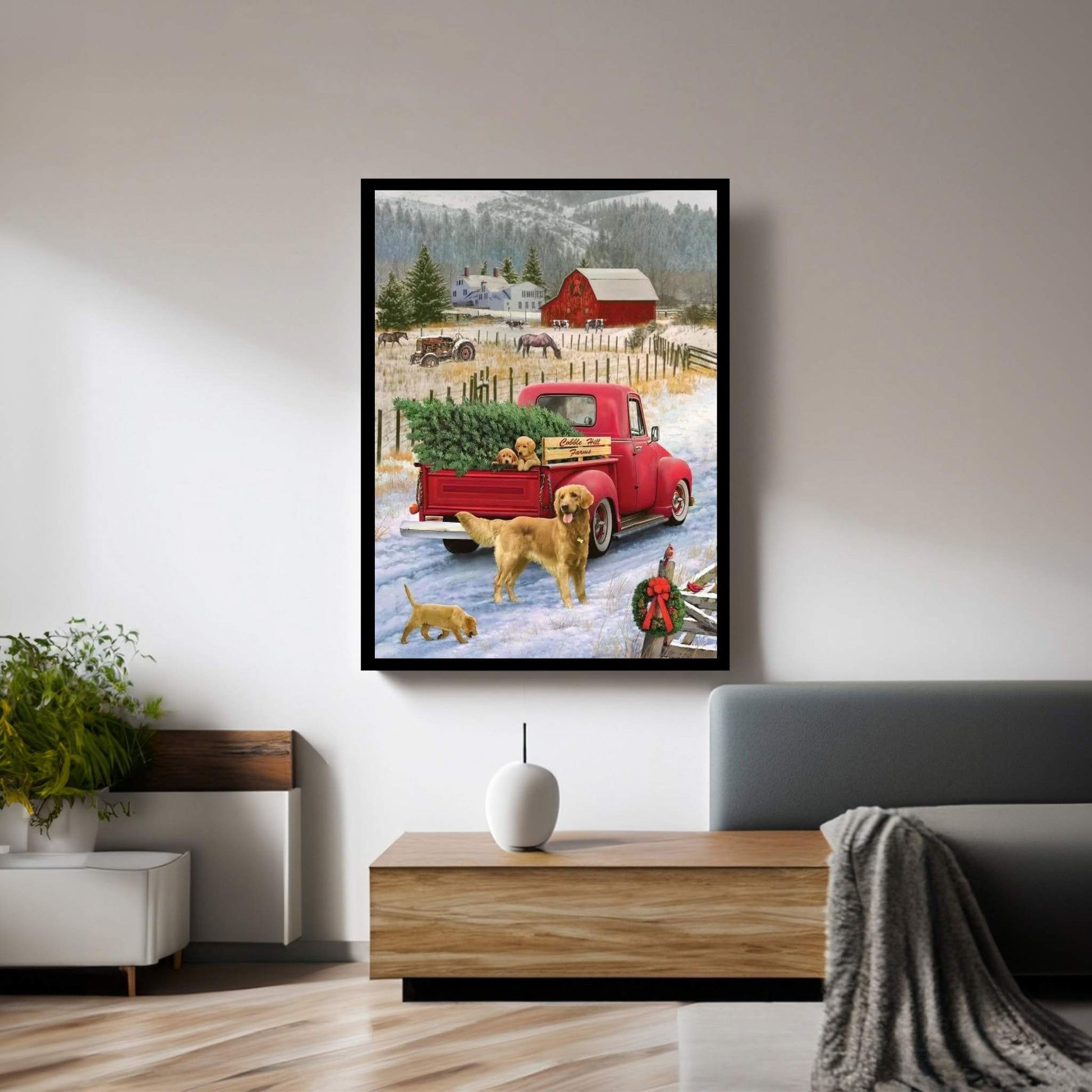 Christmas On The Farm Canvas Wall Art - Y Canvas