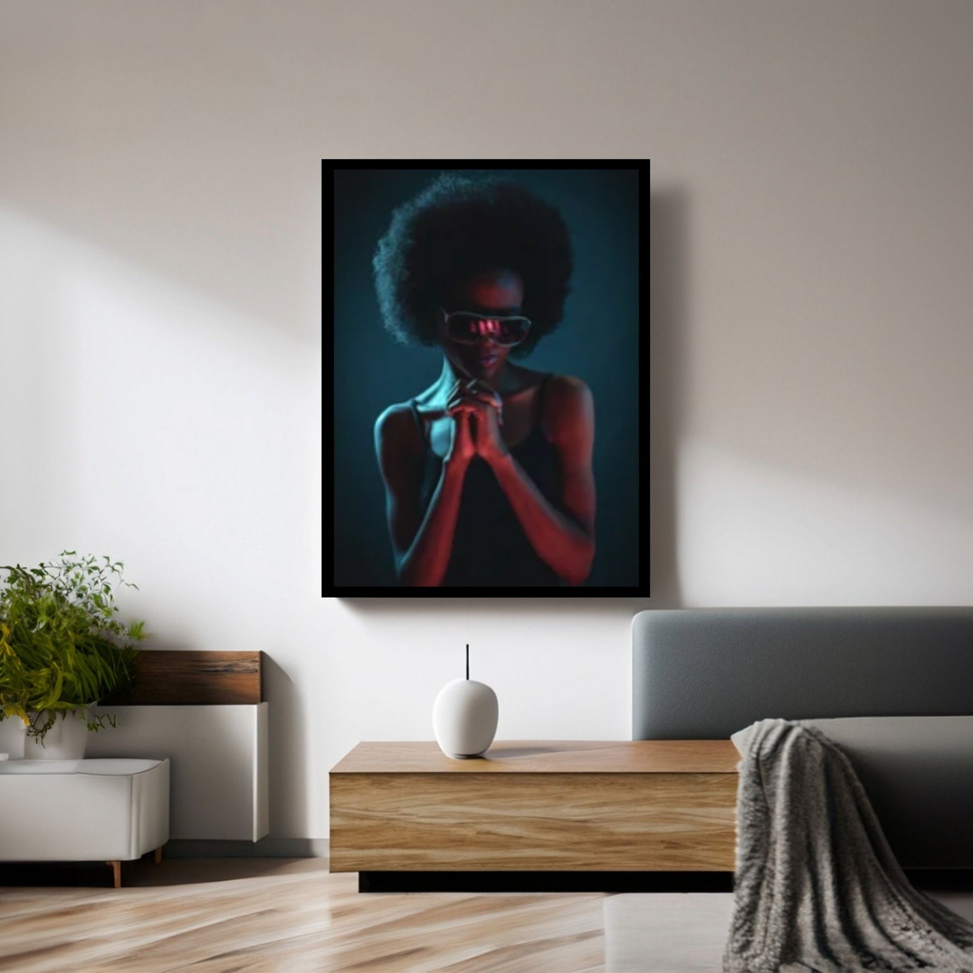 African Black Woman Portrait, Colorful Afro Art, African Woman Makeup Wall Art - Y Canvas