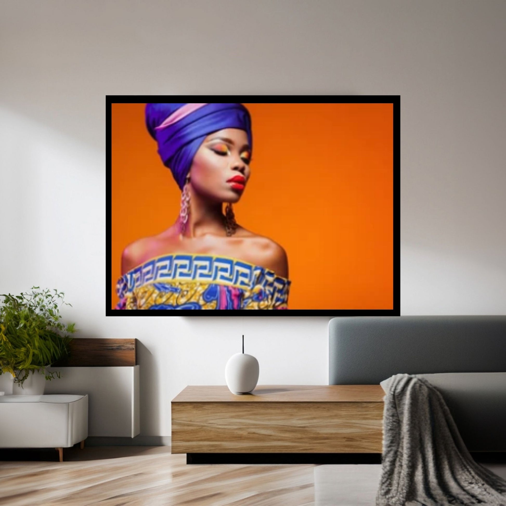 African Art Wall Decor, African Woman Makeup Wall Art, Abstract Canvas Art, Modern Gold Lips Wall Art - Y Canvas