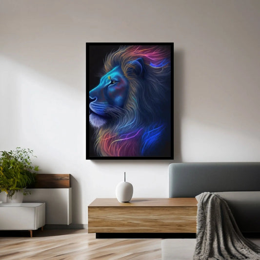 Lion Neon Canvas Wall Art Animal Wall Art, Canvas Wall Art,Animal wall art decor Large lion art - Y Canvas