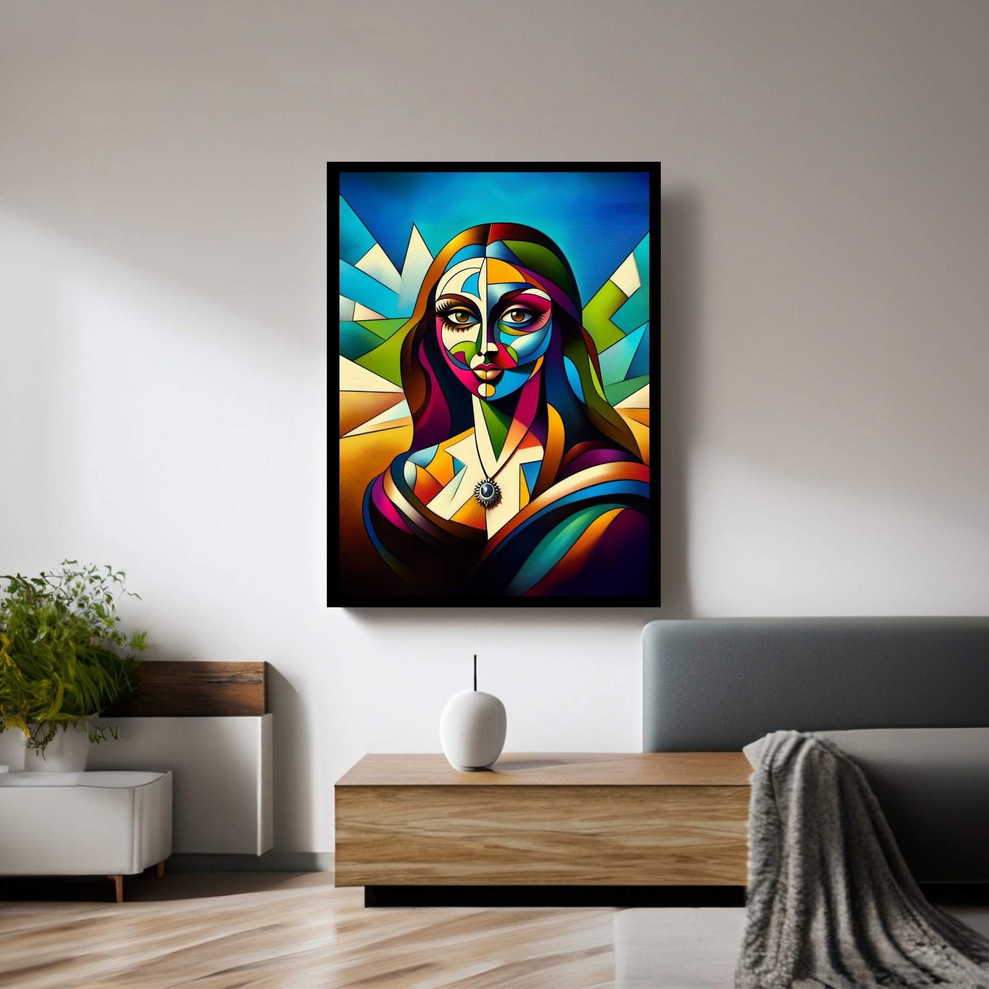 Modern Mona Lisa Picasso Style Reproduction Modern Abstract Canvas Wall Art - Y Canvas