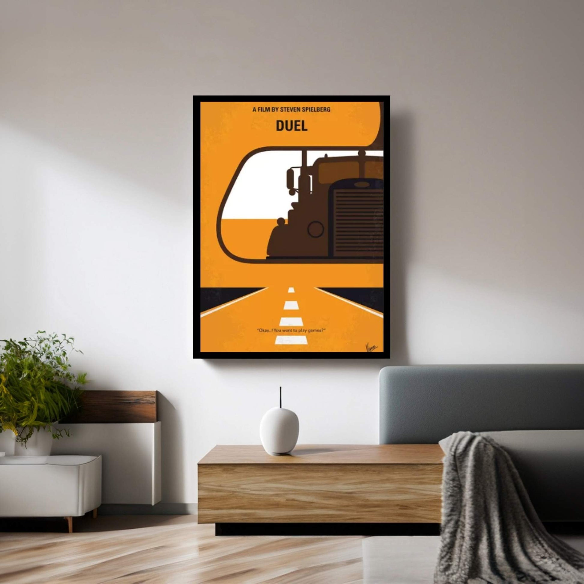 Duel Minimal Movie Poster Canvas Wall Art - Y Canvas