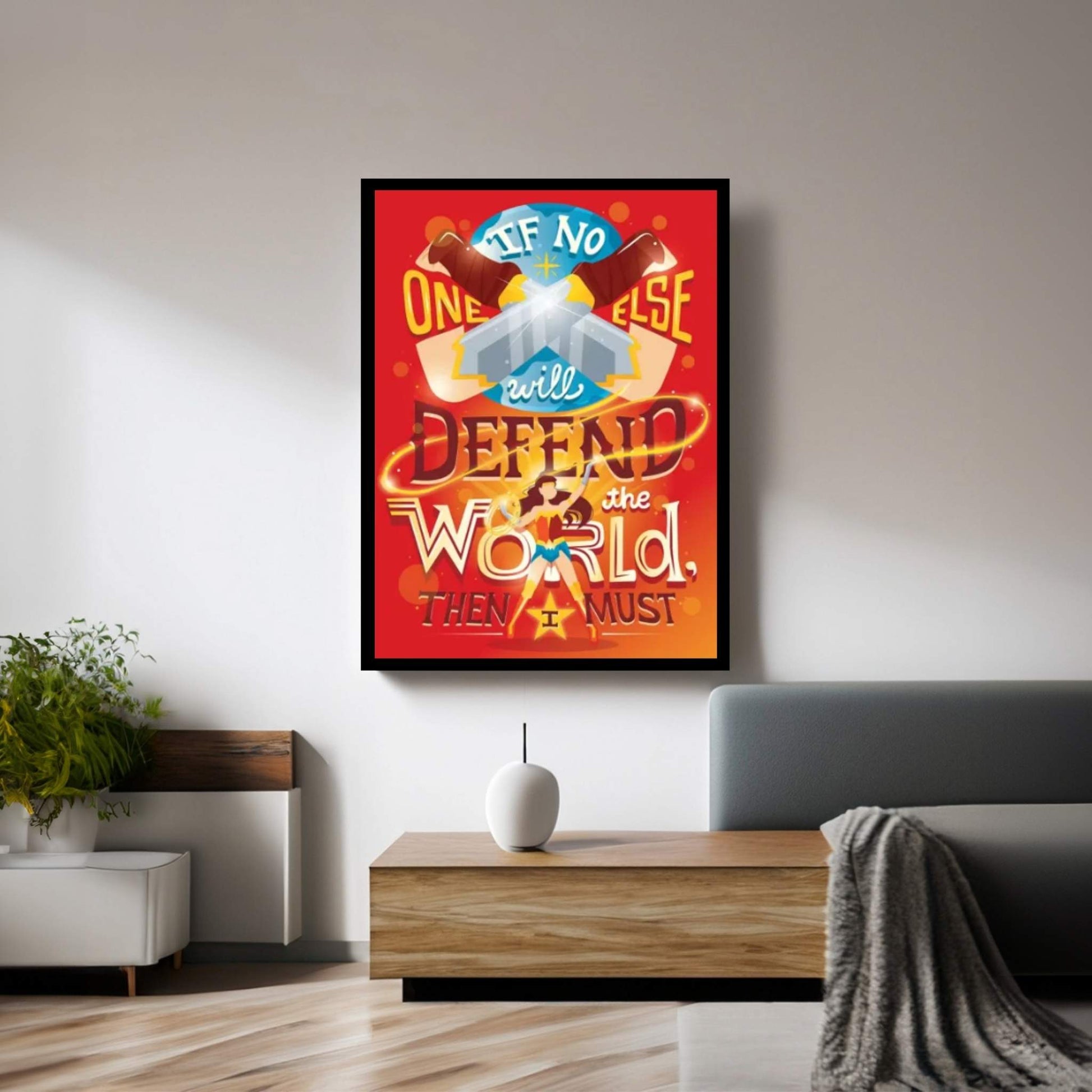 Wonder Woman Defends The World Canvas Wall Art - Y Canvas