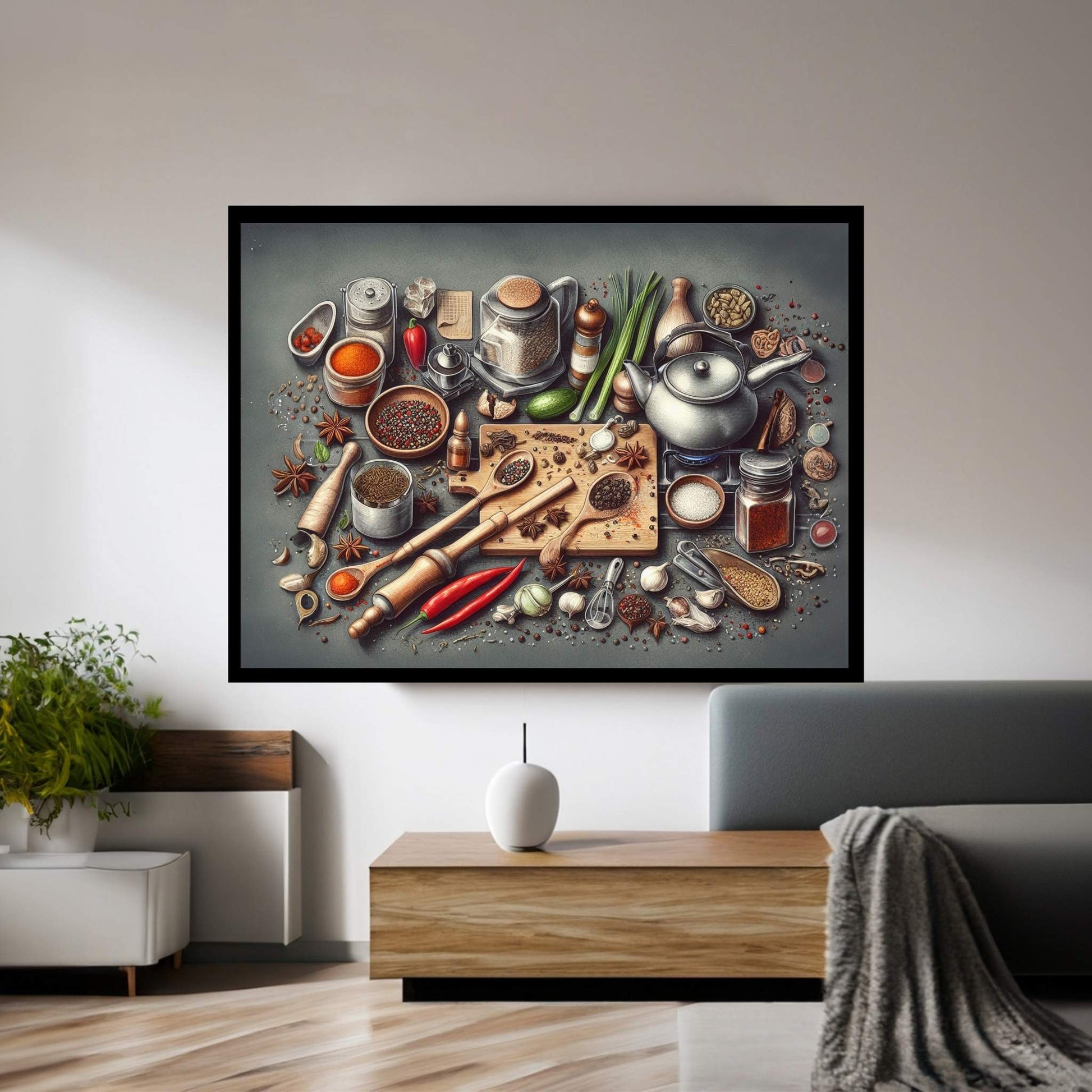 Spices Kitchen Wall Art, Food Artwork, Abstract Wall Decor, Indian Spices Canvas, Modern Wall Decor Home Decor - Y Canvas