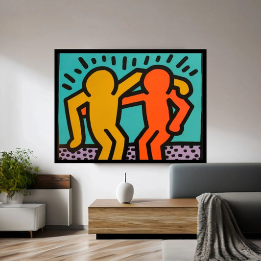 Keith Haring Canvas, Hugging People,Friendly Artwork, Hugging People Poster, Keith Haring Wall Decor, Graffiti Canvas Art - Y Canvas