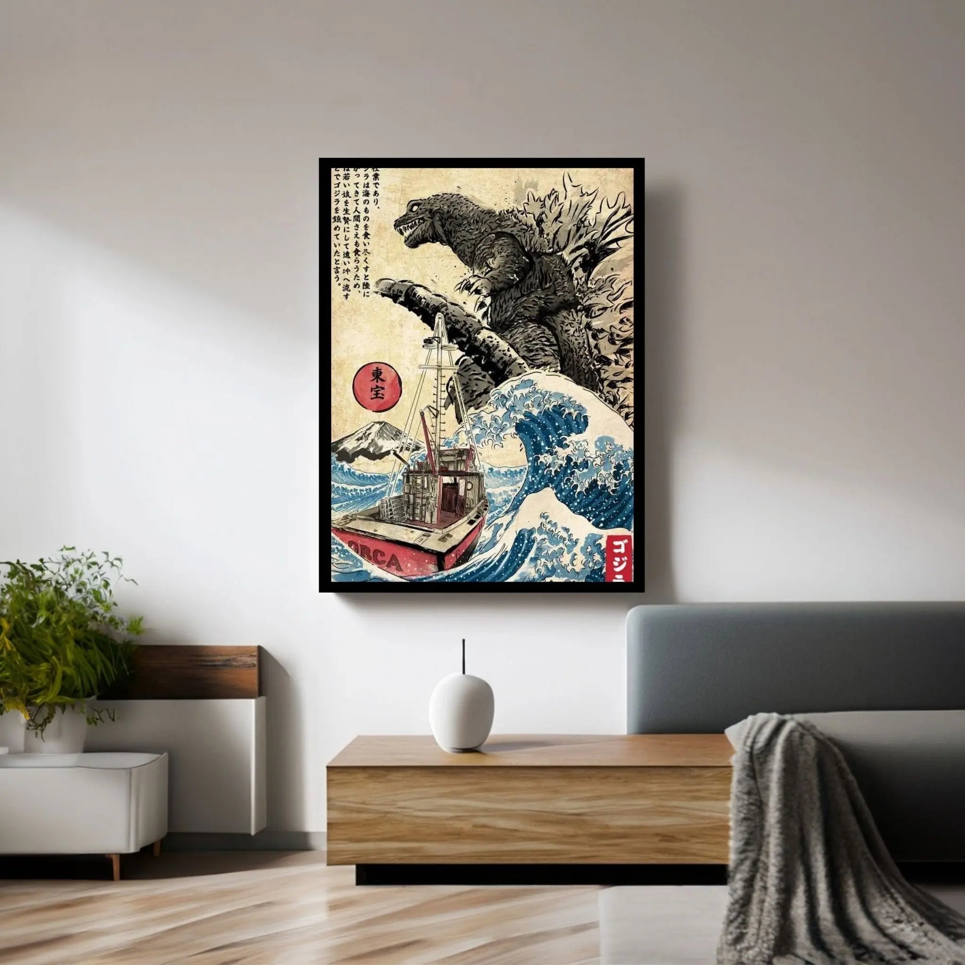 Orca In Japan Woodblock Canvas Wall Art - Y Canvas