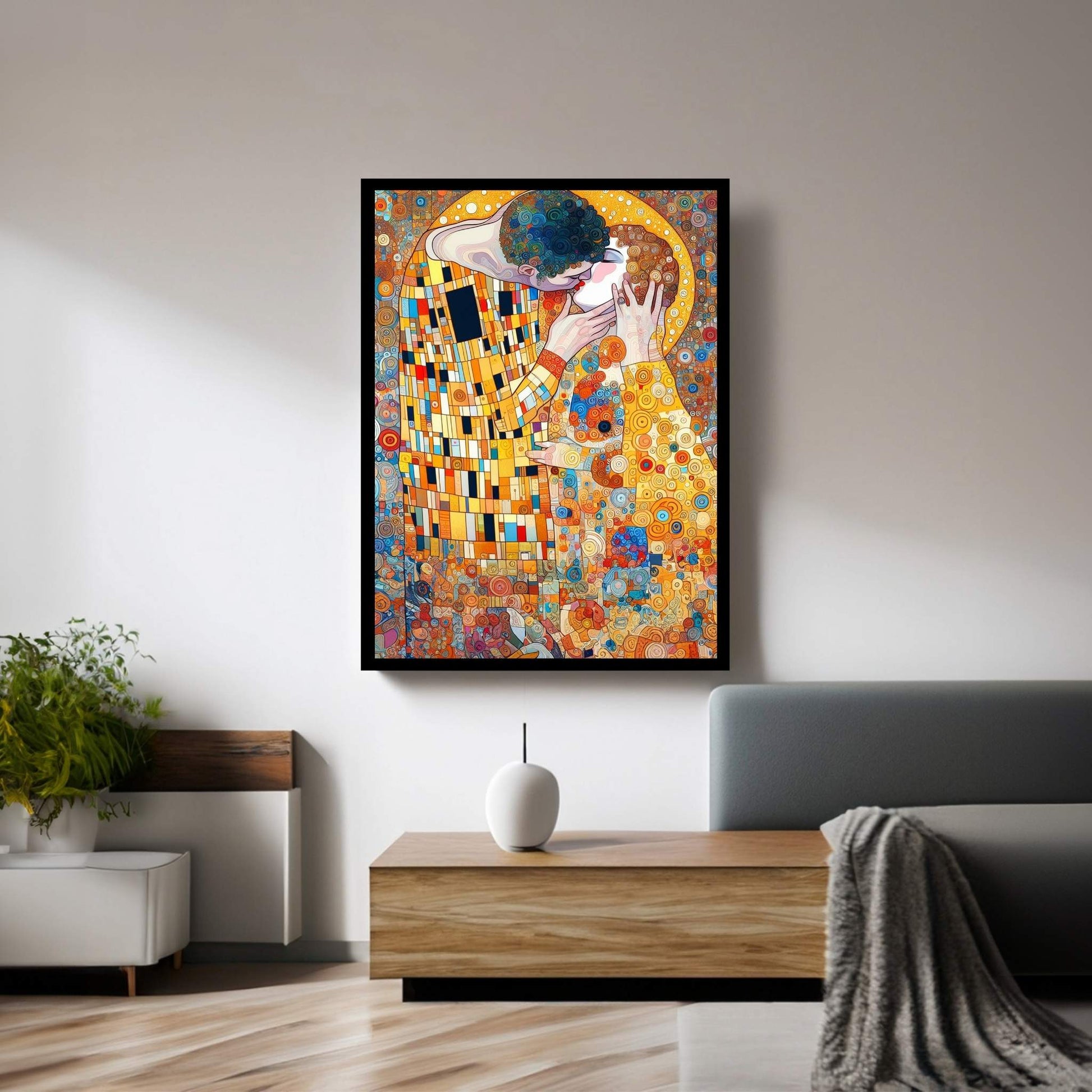 Gustav Klimt's The Kiss: Canvas Wall Art Reproduction Home Decor - Y Canvas