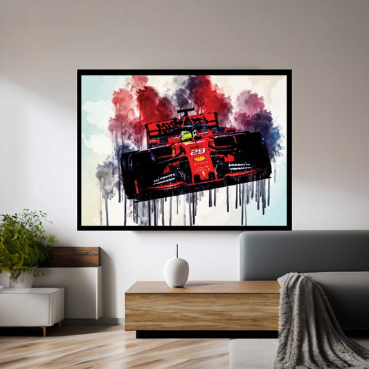 Mick Schumacher On Track Ferrari Sf90 Scuderia Ferrari 2019 F1 Cars Mick Schumacher Formula 1 Canvas Wall Art - Y Canvas