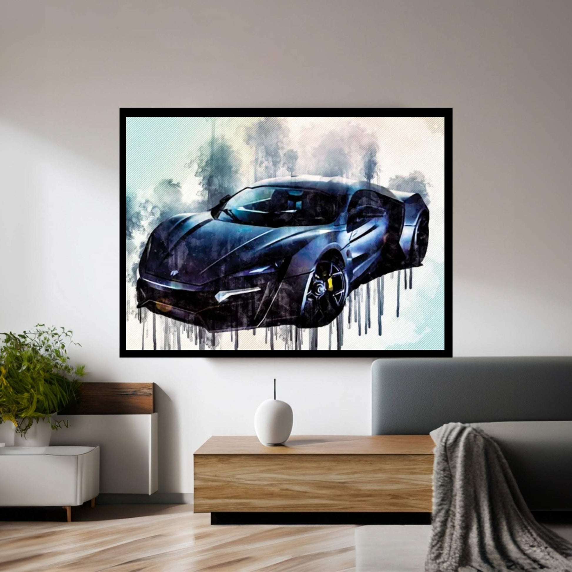 Lykan Hypersport 2017 Hypercar Gray Sports Supercar Canvas Wall Art - Y Canvas