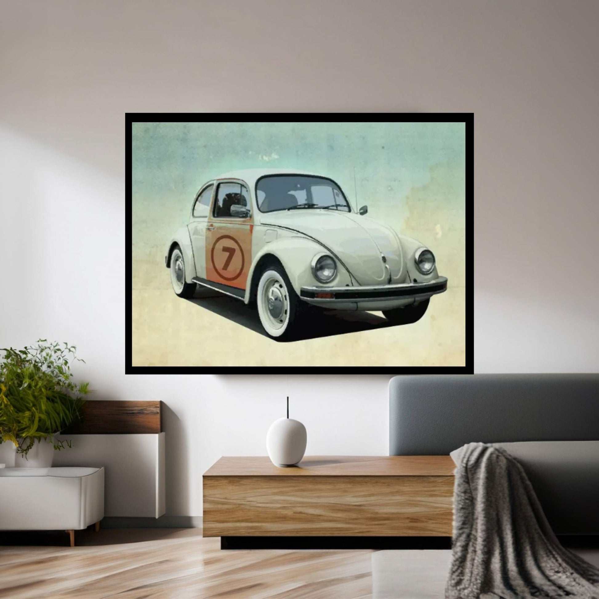 Number 7 VW Sedan Canvas Wall Art - Y Canvas