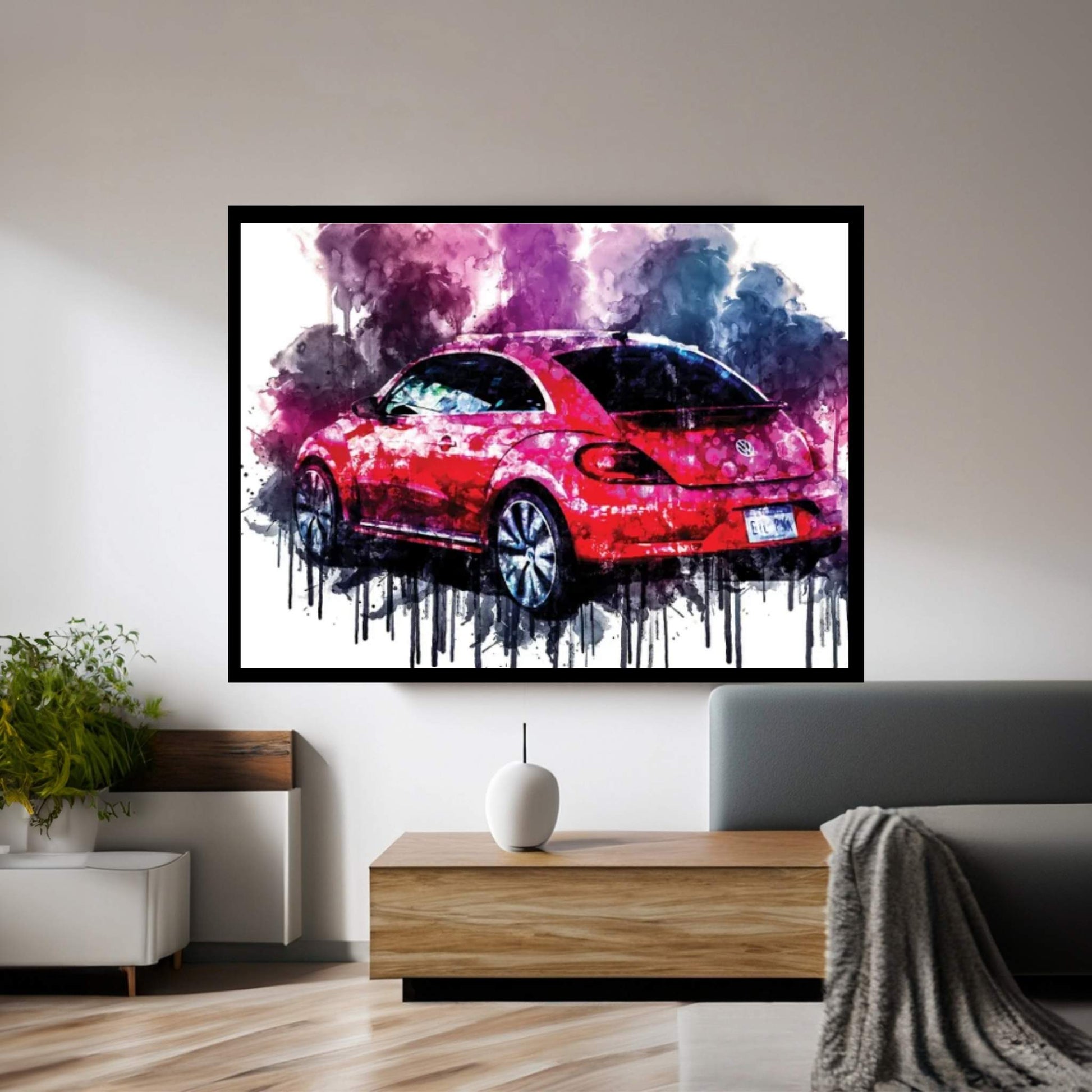 2017 Volkswagen Pink Beetle Limited Vehicle CCCXVIII Canvas Wall Art - Y Canvas