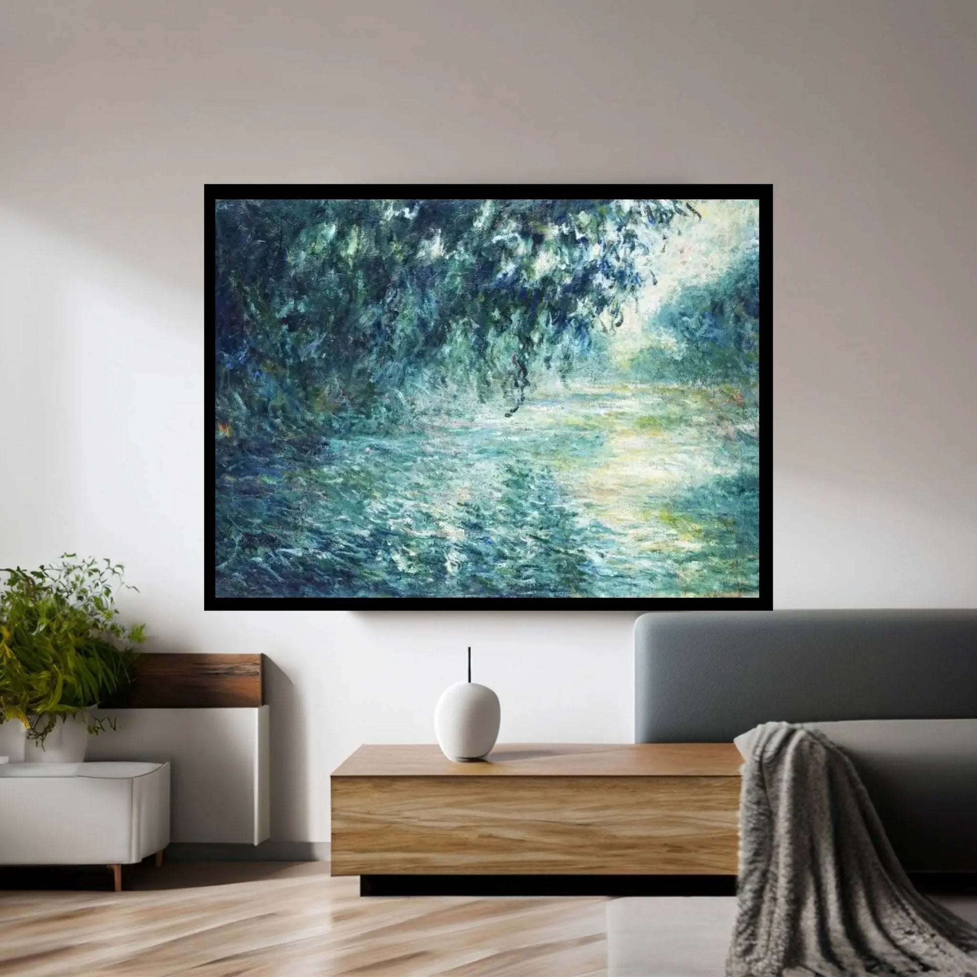 Morning on the Seine, near Giverny Canvas Wall Art - Y Canvas